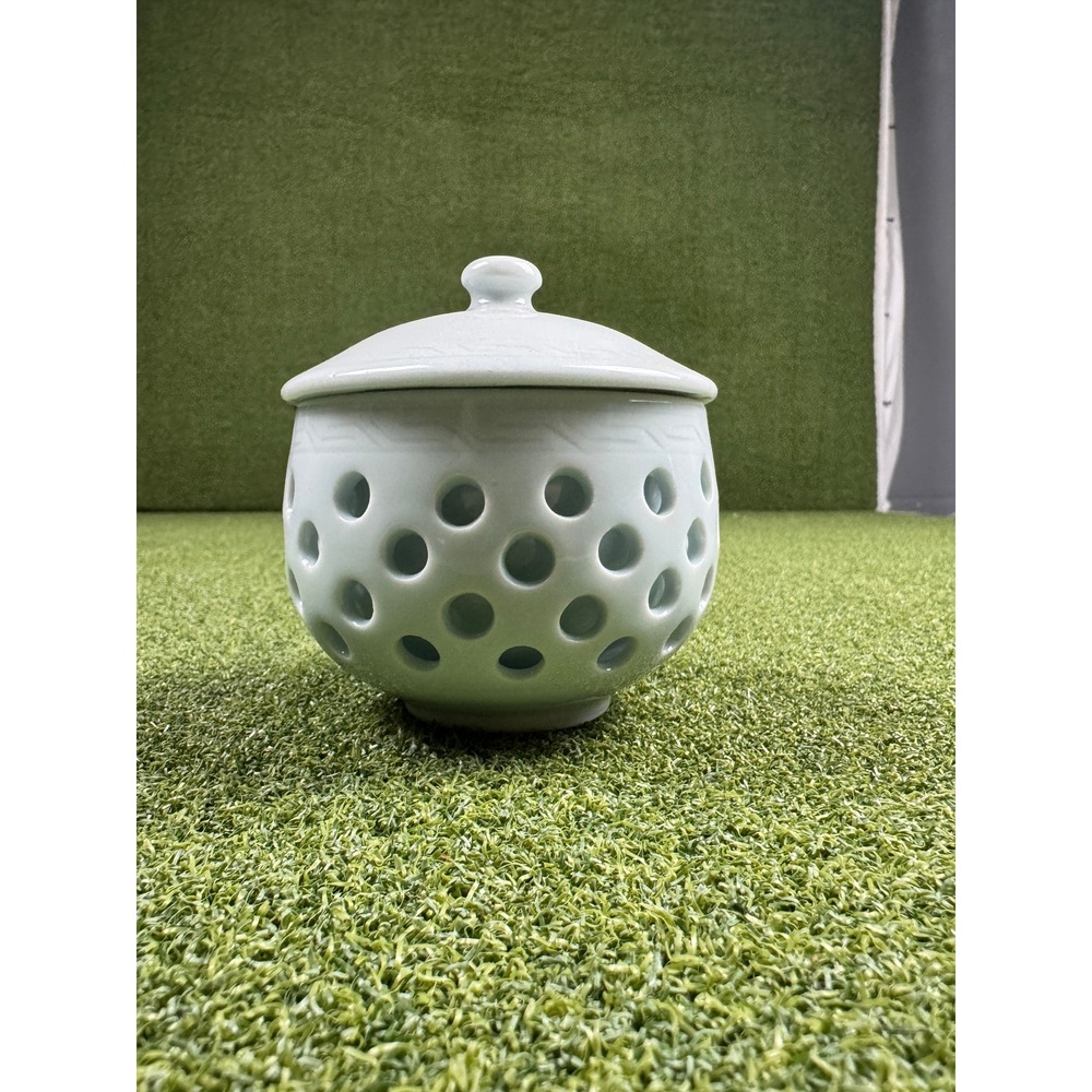 Vintage Jingdezhen Double walled Blue Celadon Porcelain Lidded‎ Tea Cup